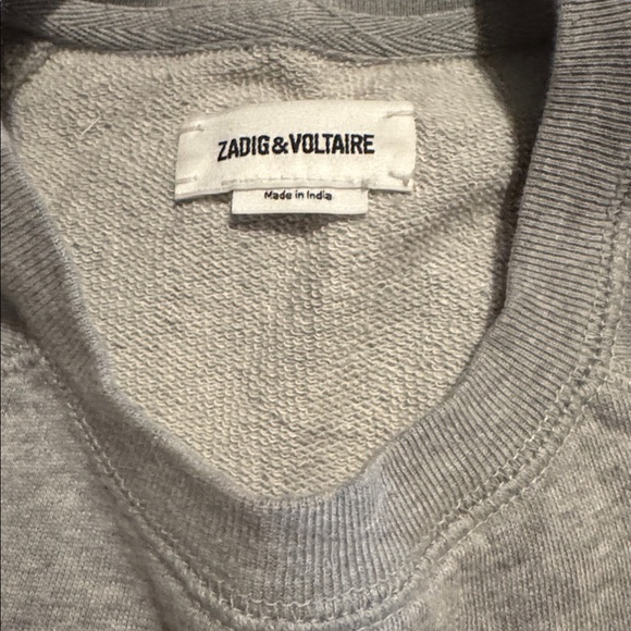 Zadig & Voltaire Rock & Roll Strass Oversized Sweatshirt XS Gray Stud FLAW 298$ - Picture 3 of 6
